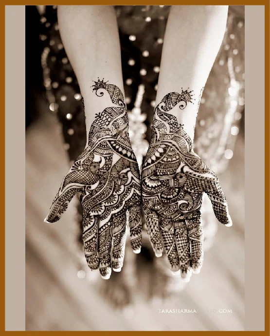 Stylish Peacock Front Hand Mehndi Design Combining Petals And Swirls